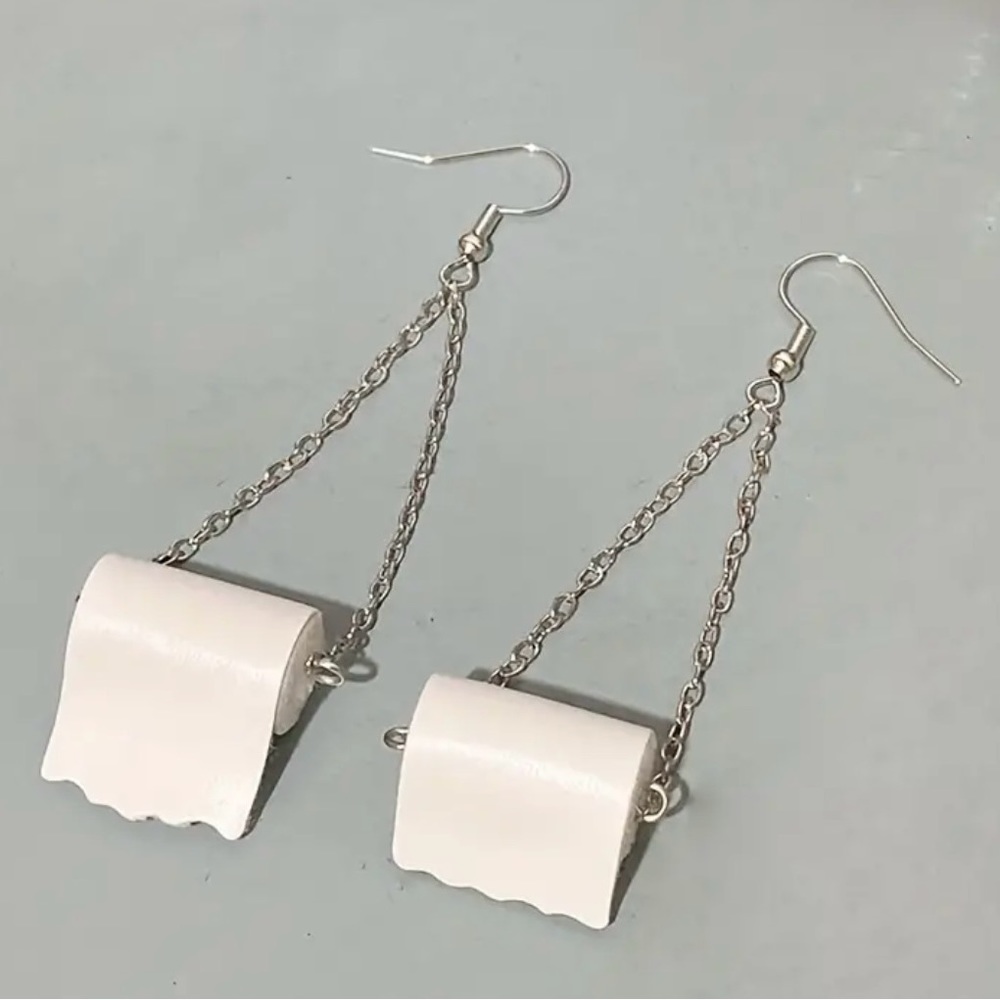 Funny Toilet Paper Roll Earrings - funny earrings - jewelry